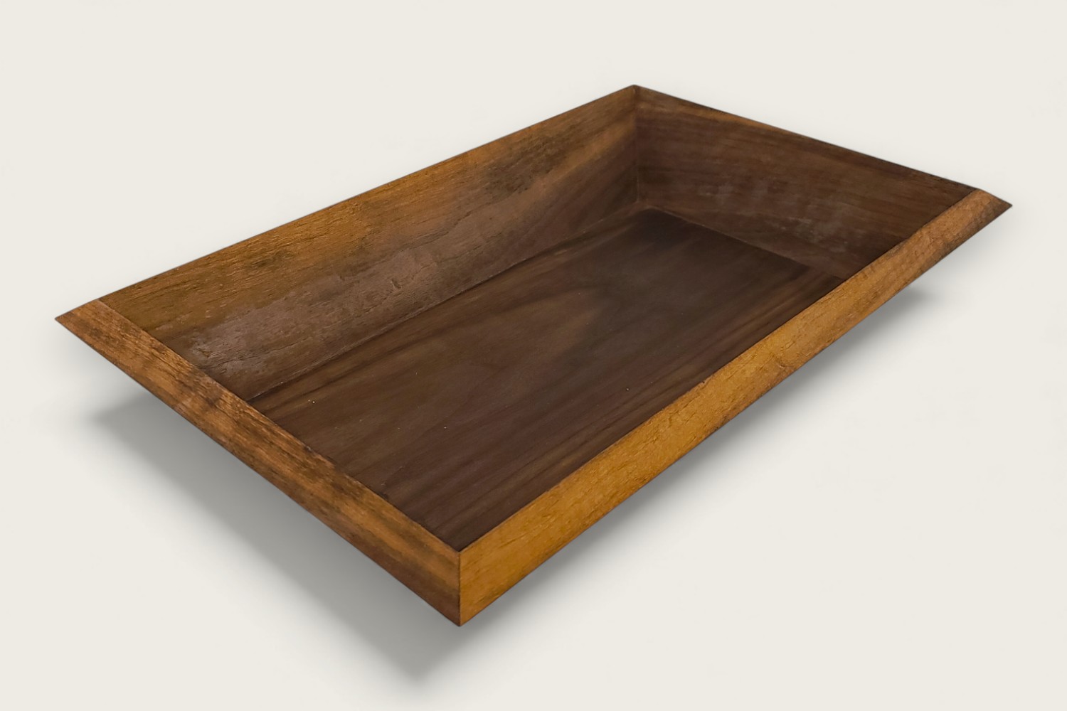 Old Line Classic Walnut Catch-All Bowl with horizontal face grain, rich brown tones, and a rectangular shape.